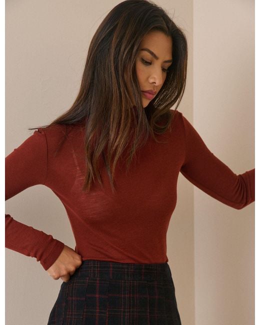 Nobody's Child Brown Merino Wool Roll Neck Top