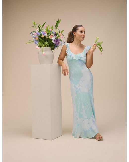 Nobody's Child Blue Floral Chiffon Logan Maxi Dress