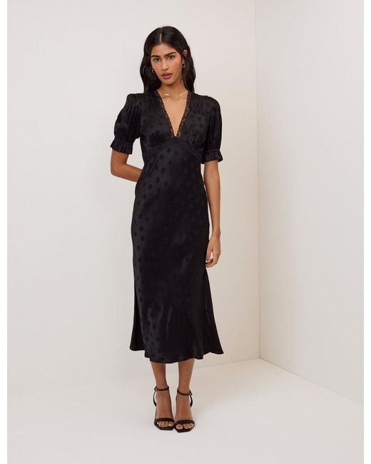 Nobody's Child Blue Polka Dot Jacquard Angela Midi Dress