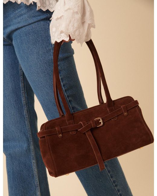 Nobody's Child Brown Suede Baguette Shoulder Bag