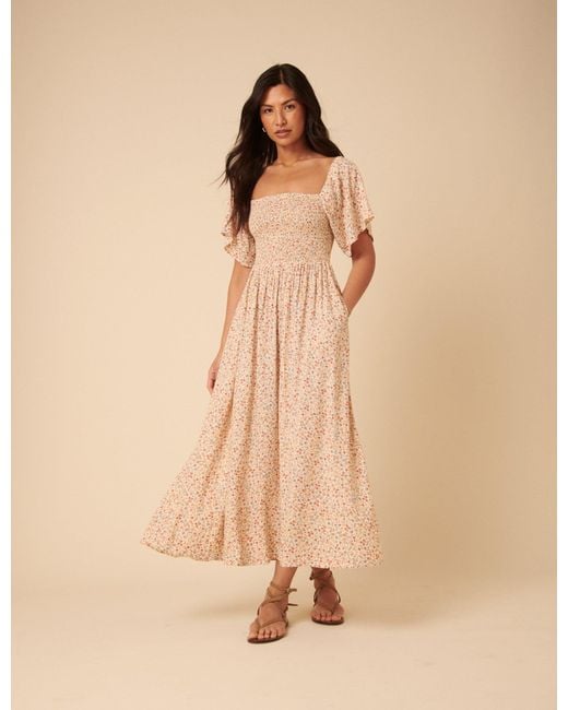 Nobody's Child Natural Ditsy Floral Bella Midi Dress