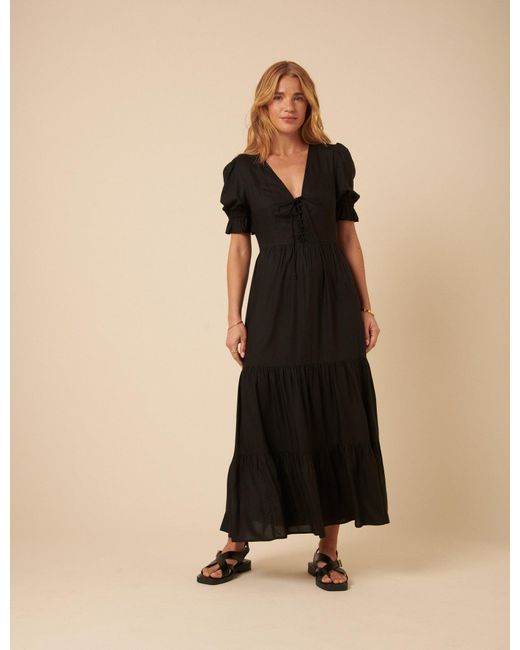 Nobody's Child Black Tiered Lia Midi Dress
