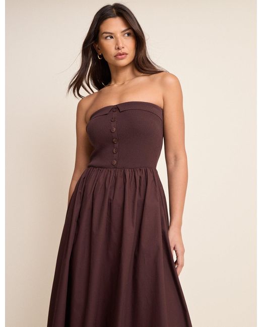 Nobody's Child Purple Bandeau Button Front Midi Dress