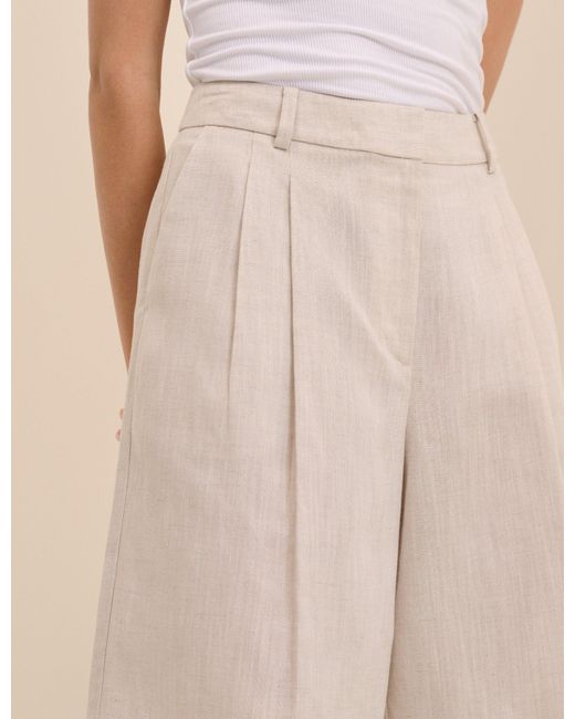 Nobody's Child Natural Bermuda Linen-Blend Tailored Shorts