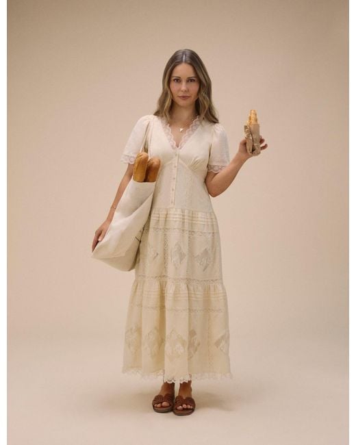 Nobody's Child Natural Lace Trim Jasmine Midi Dress