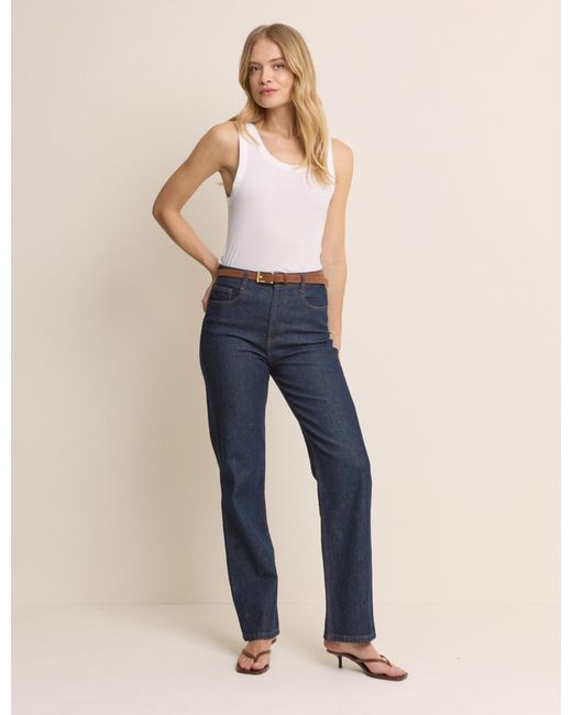 Nobody's Child Blue Dark High Rise Kingston Straight Leg Jeans