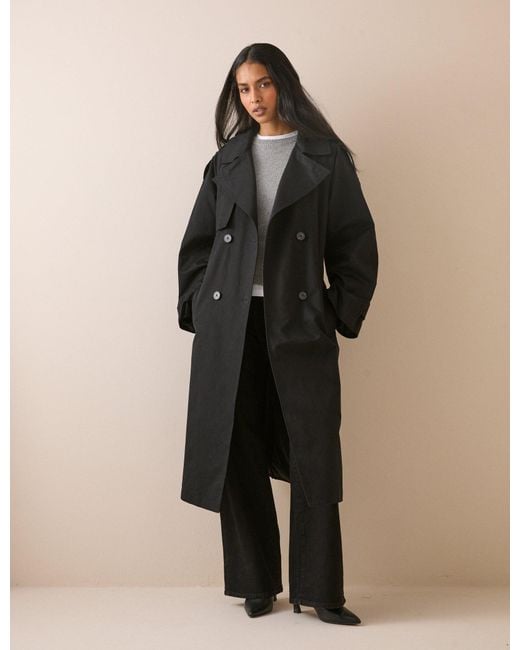 Nobody's Child Black Double-Breasted Trench Coat