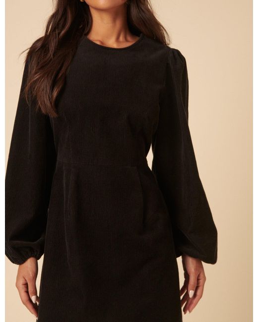 Nobody's Child Natural Cord Balloon Sleeve Peggy Mini Dress