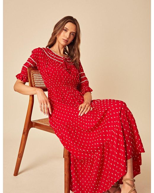 Nobody's Child Red Printed Peyton Midi Dress