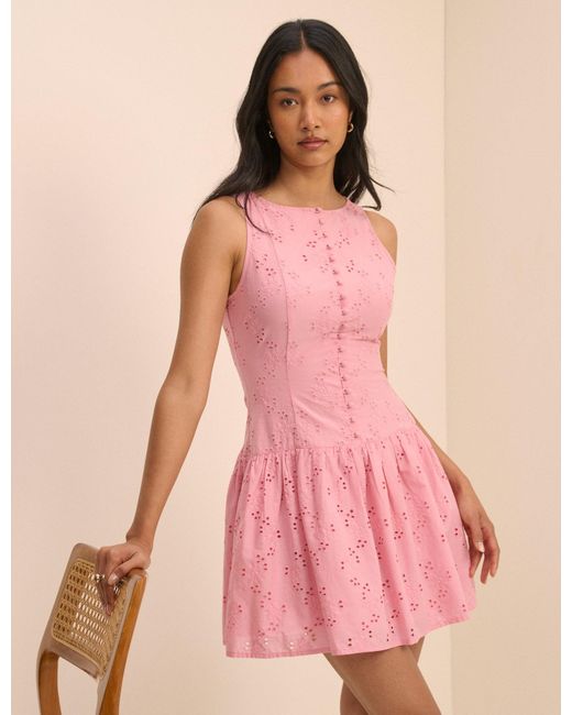 Nobody's Child Pink Drop Waist Claudia Mini Dress