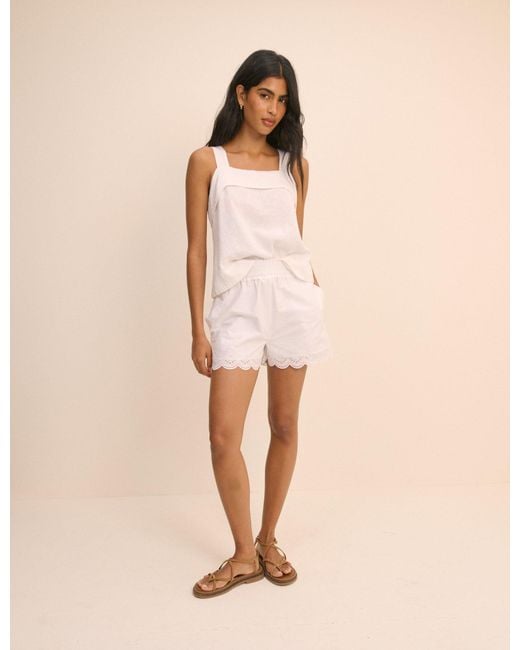 Nobody's Child Natural Broderie Scallop Mid Waist Shorts