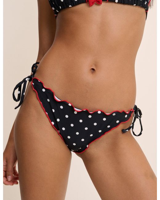 Nobody's Child Black Polka Dot Frill Edge Tie Side Bikini Bottom