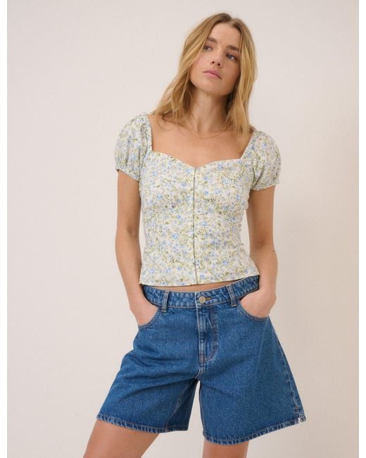 Nobody's Child Blue Floral Sweetheart Neck
