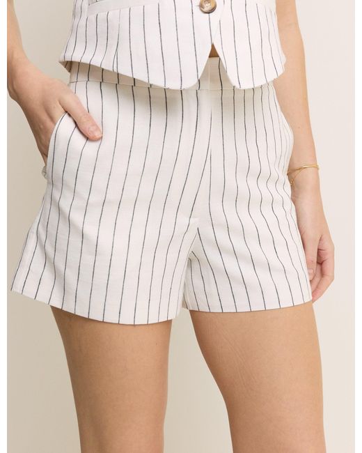 Nobody's Child White Striped Tailored Shorts