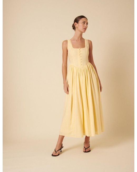 Nobody's Child Natural Butter Drop Waist Cora Midi Dress