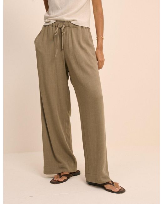 Nobody's Child Natural Linen-Blend Low Waisted Straight Leg Trousers
