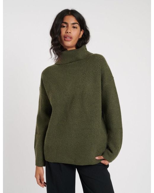 Nobody's Child Green Roll Neck Longline Knitted Jumper