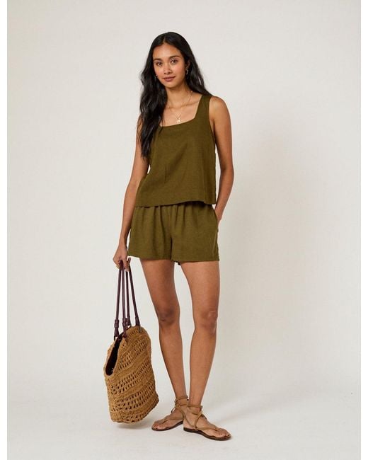 Nobody's Child Green Linen-Blend Top