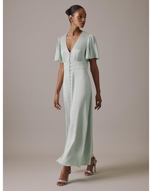Nobody's Child Gray Soft V Neck Midi Erin Dress