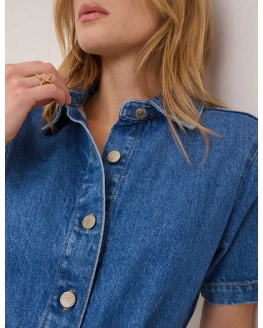 Nobody's Child Blue Mid Wash Tie Waist Tyler Denim Playsuit