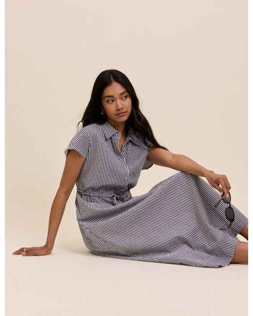 Nobody's Child Natural And Gingham Mason Shirt Midi Dress