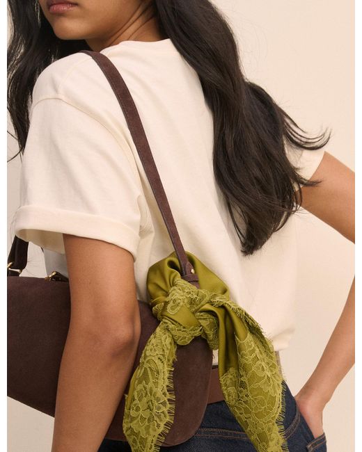 Nobody's Child Green Lace Trim Square Scarf