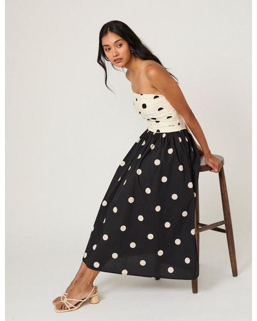 Nobody's Child White Monochrome Polka Dot Alice Midi Dress