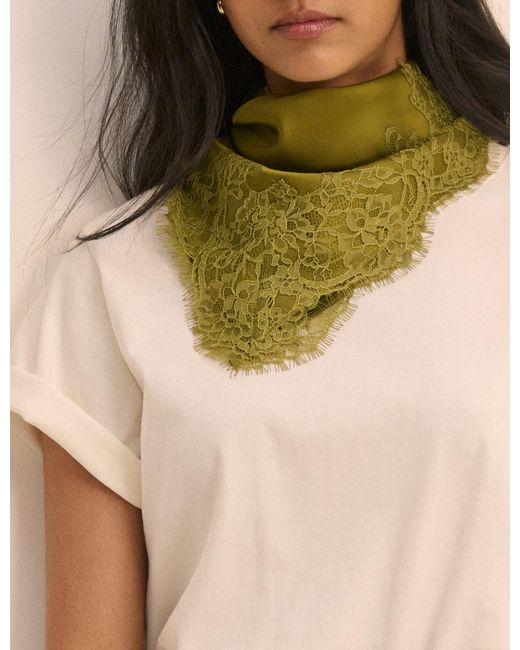 Nobody's Child Green Lace Trim Square Scarf