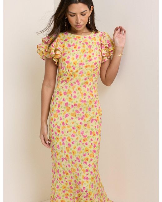 Nobody's Child Natural Floral Lola Midi Dress