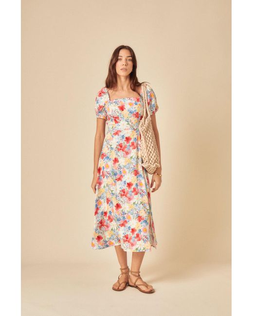 Nobody's Child Natural Floral Leith Midi Dress