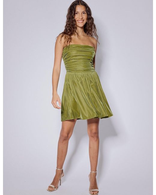 Nobody's Child Green Velvet Bandeau Felicity Mini Dress
