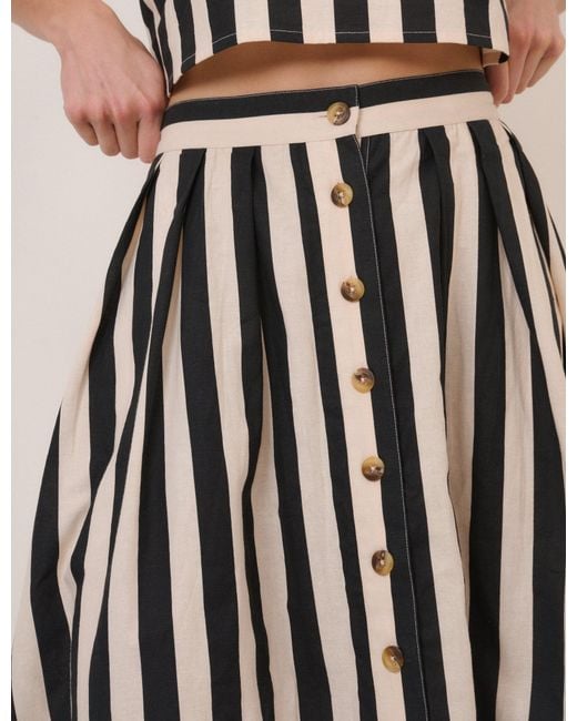 Nobody's Child Green Striped Midi Skirt
