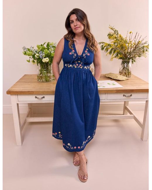 blue denim astra midi dress Blue Denim Astra Midi Dress