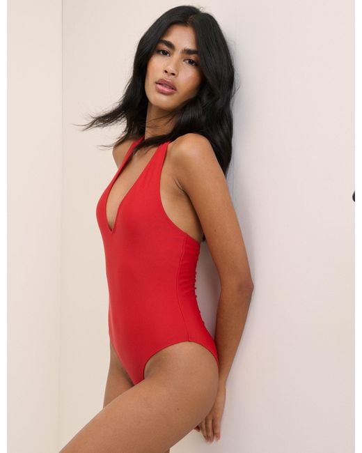 Nobody's Child Red Halterneck Plunge Swimsuit