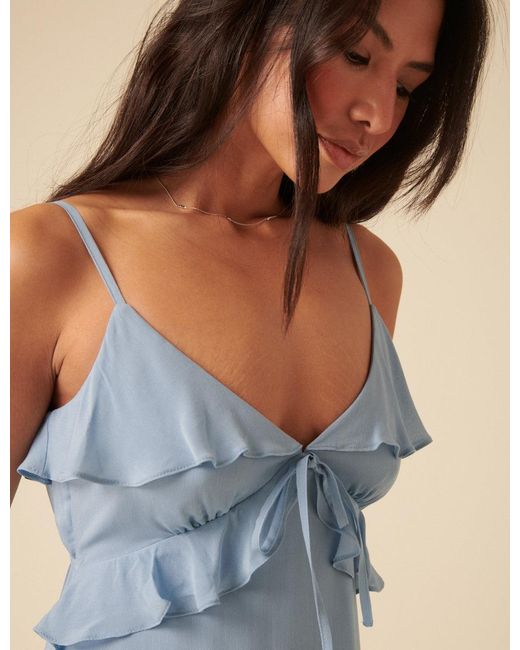Nobody's Child Blue Frill Roe Midi Dress