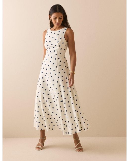 Nobody's Child Natural And Polka Dot Reign Midi Dress