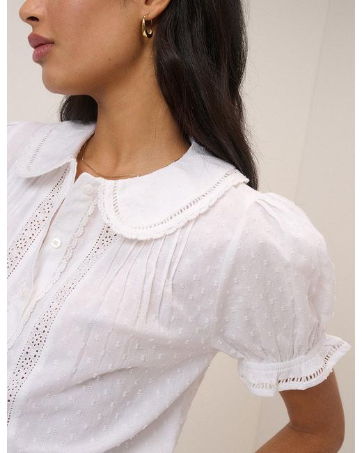 Nobody's Child White Broderie Anglaise Peter Pan Collar Blouse