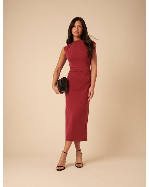 Nobody's Child Pink Jersey Gathered Side Amber Midi Dress
