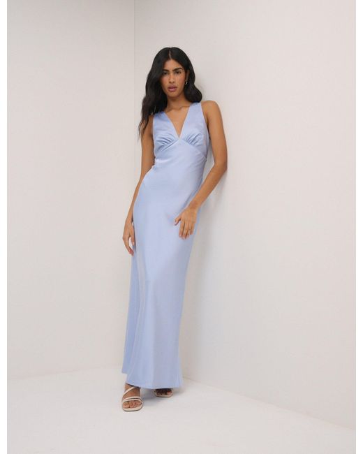 Nobody's Child Blue Soft Satin Joey Maxi Dress