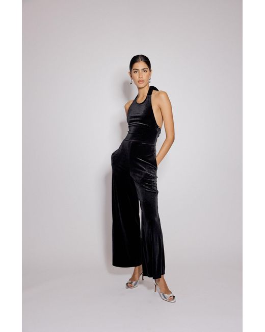 Nobody's Child Black Velvet Halterneck Jumpsuit