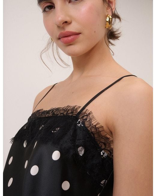 Nobody's Child Natural Polka Dot Betsie Lace Trim Midi Column Dress