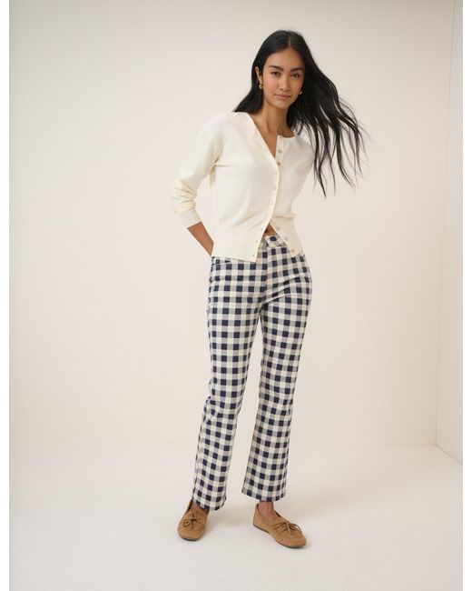 Nobody's Child Natural Gingham Angel Kick Flare Jeans