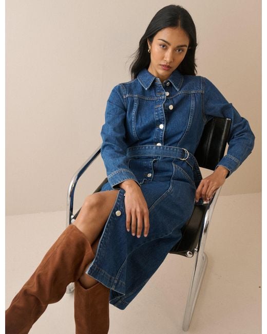 Nobody's Child Blue Mid Wash Denim Noah Shirt Dress