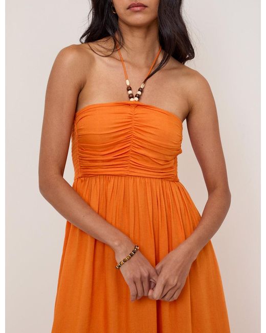 Nobody's Child Orange Linen-Blend Halterneck Midi Dress