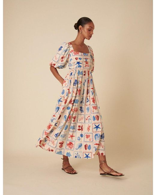 Nobody's Child Natural Shell Print Nova Midi Dress