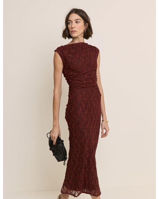 Nobody's Child Multicolor Burgundy Floral Lace Cece Jersey Maxi Dress