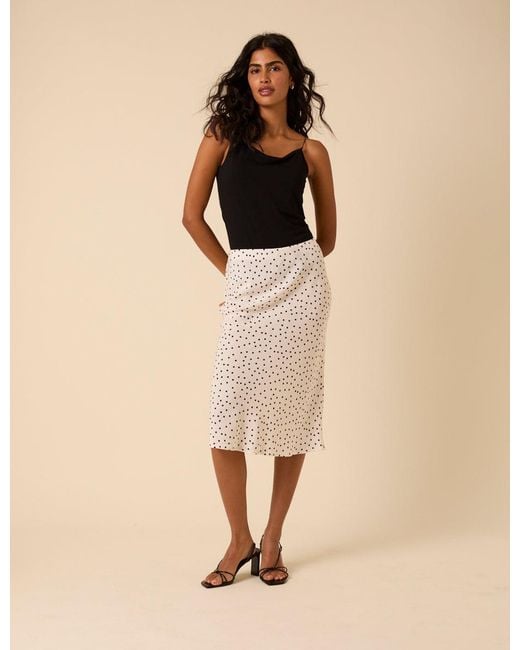 Nobody's Child Natural Polka Dot Knee Length Slip Skirt