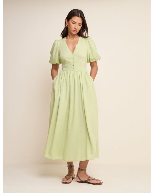 Nobody's Child Natural Short Sleeve Bess Midi Dress