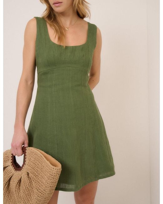 Nobody's Child Green Linen Emelia Mini Dress