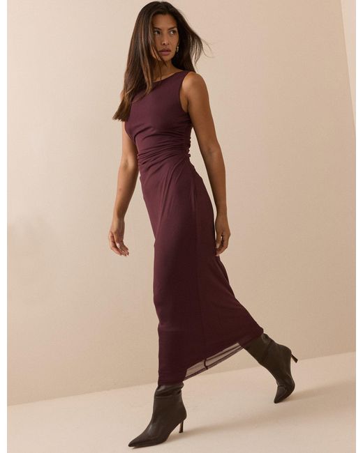 Nobody's Child Brown Burgundy Jersey Margot Midi Dress